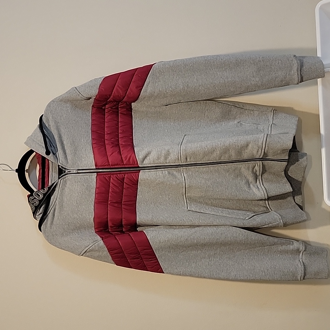 Moose Knuckles Hoodie Jacket Grey Wine Xl Sweatshirt Zip Up